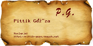 Pittik Géza névjegykártya